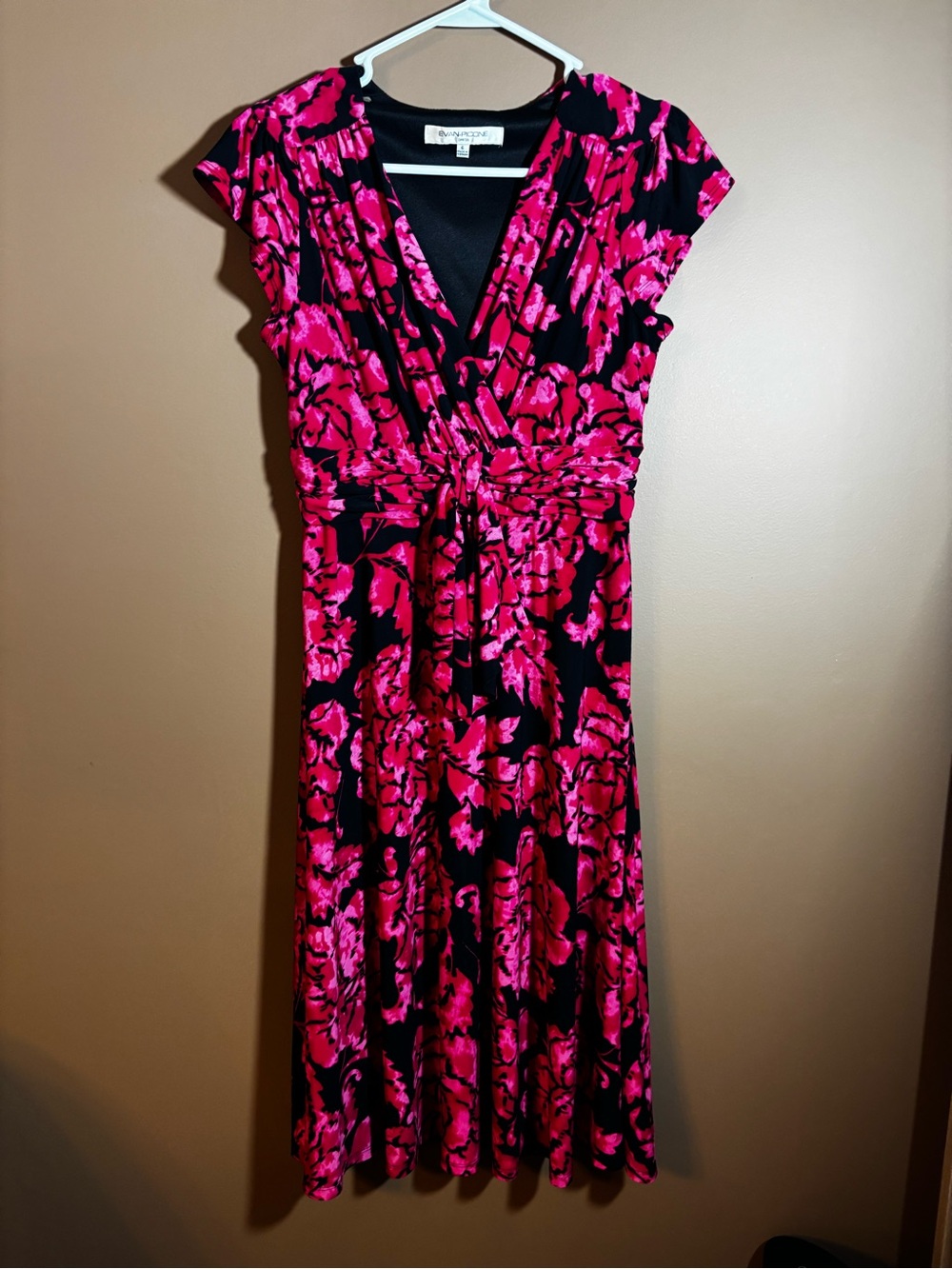 Pink and black midi dress